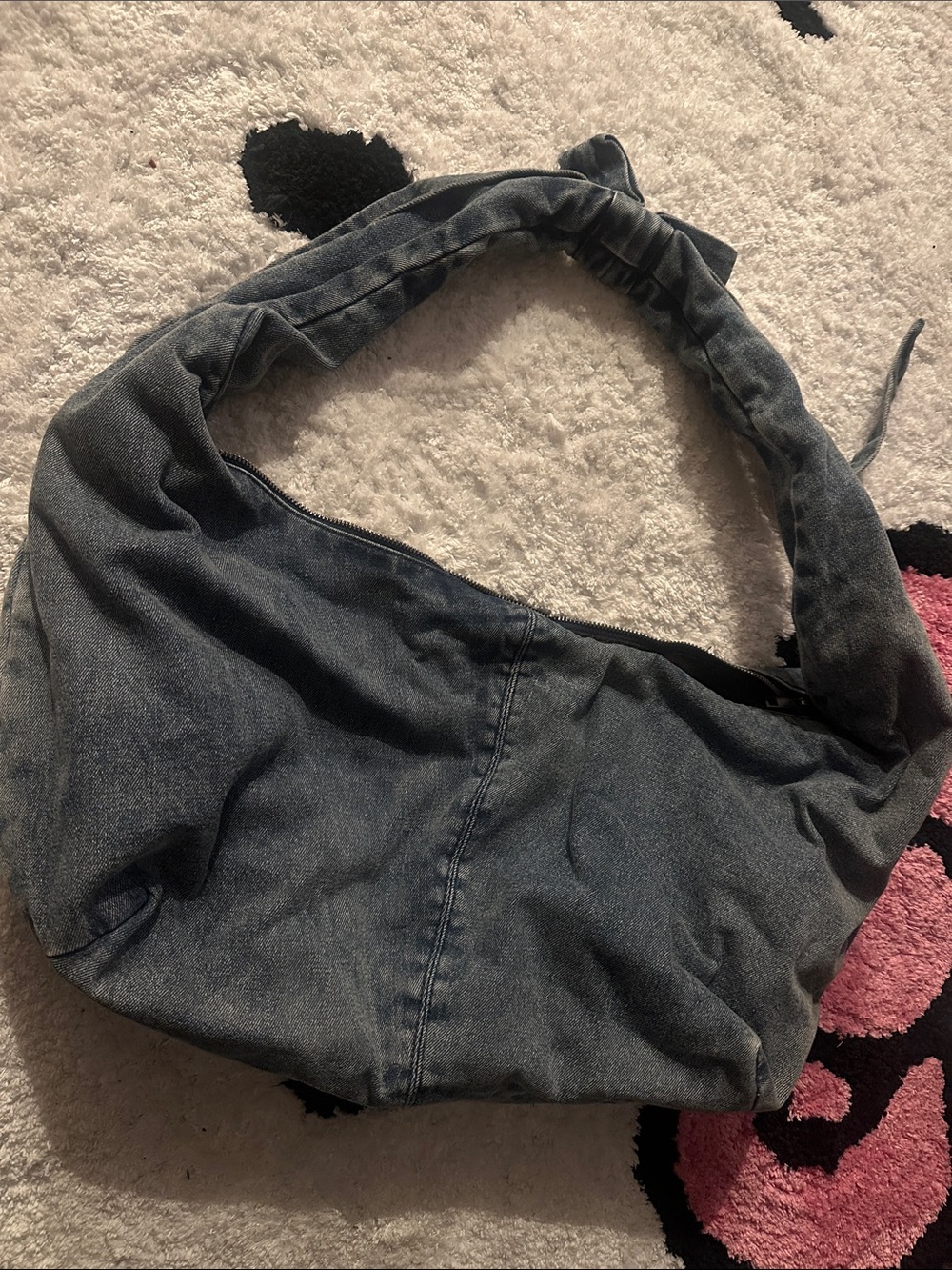 Denim Hobo Shoulder Bag - Blue